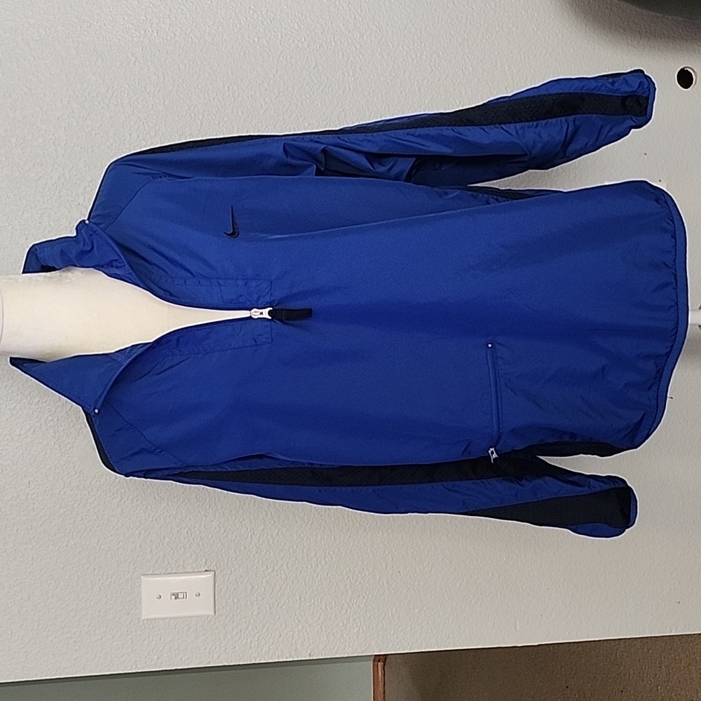 Nike 3/4 Zip Windbreaker Men's Size XL Blue with Black Accent Striped Me…